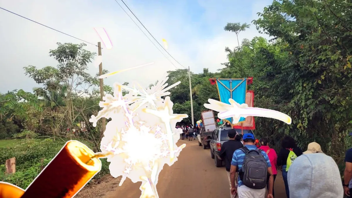 Cohete falla en peregrinación y hiere a peregrino en Jáltipan; aumenta riesgo por uso de pirotecnia