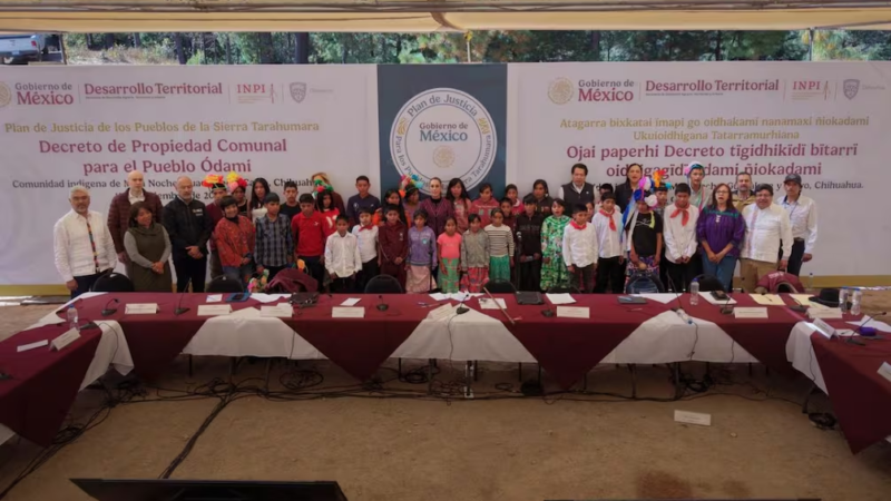 Sheinbaum promete más seguridad en Chihuahua, Sinaloa y Durango; restituye 3 mil hectáreas de tierra a pueblos indígenas