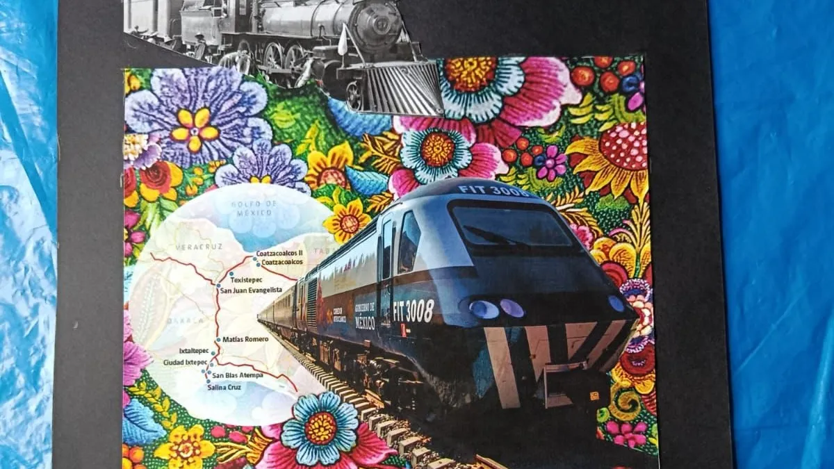 Tren Interoceánico inspira a artista de Coatzacoalcos para pintar nuevo mural 