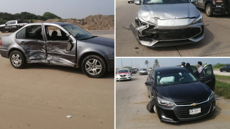 Choque múltiple en Malecón Costero moviliza a Tránsito Estatal en Coatzacoalcos