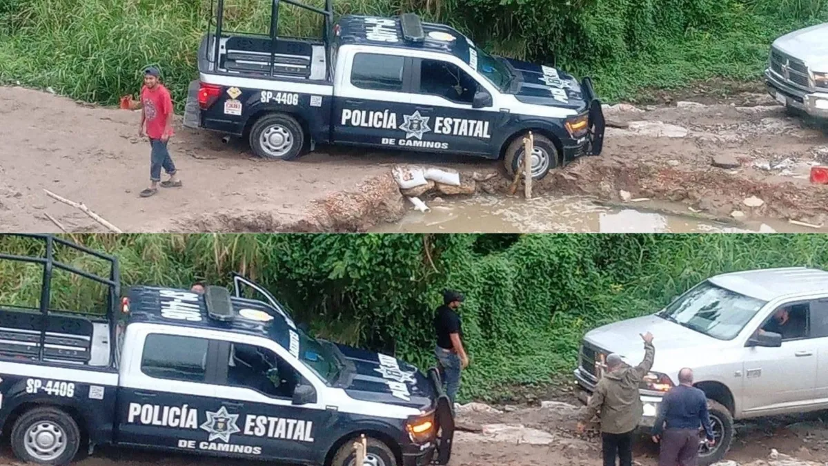 Lluvias afectan veredas rurales de Jáltipan; patrulla de la SSP queda varada