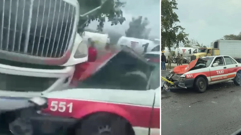 Choque en carretera de Nanchital deja atrapados a conductor y copiloto
