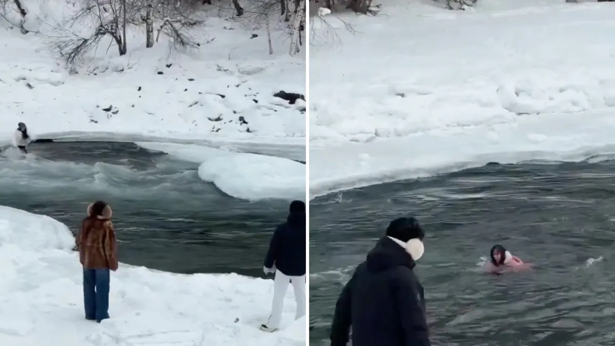 Rescatan a una madre y su hija de un río con aguas gélidas en China