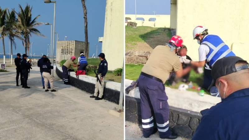 Atienden a masculino con heridas en el rostro en pleno Malecón Costero