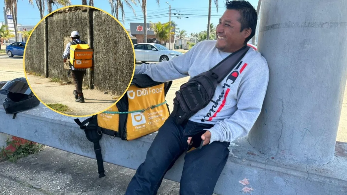 La historia de Apolinar, repartidor de app que con bicicleta y bajo el sol cumple entregas en Coatzacoalcos
