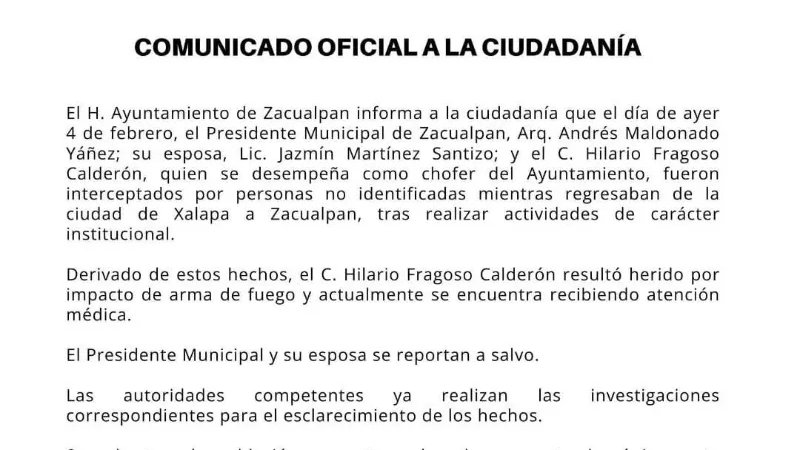 Atentado contra alcalde de Zacualpan, Veracruz: comando armado lo embosca en carretera