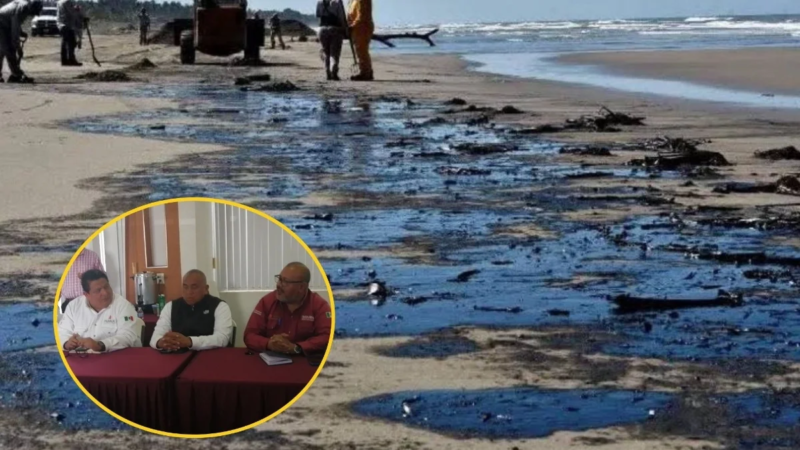 Pemex coordina acciones con pescadores tras derrame en Minatitlán