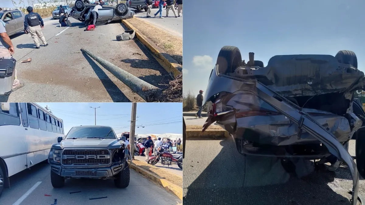 Persecución en Coatzacoalcos termina en volcadura sobre la carretera a Las Barrillas