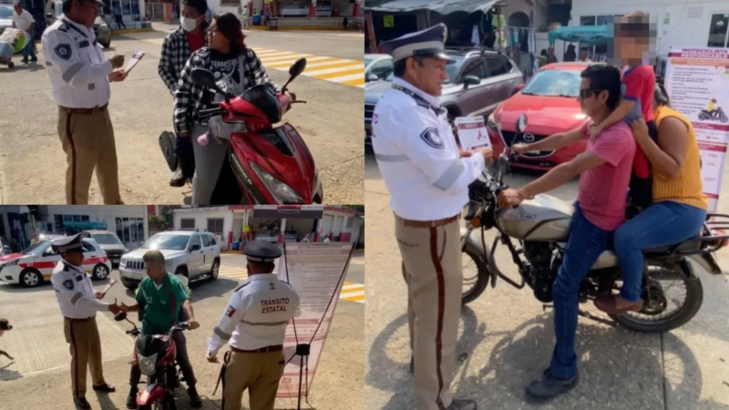 Detectan motociclistas con niños y sin casco en Agua Dulce