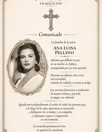 Muere Ana Luisa Peluffo, famosa actriz del Cine de Oro, a los 96 años