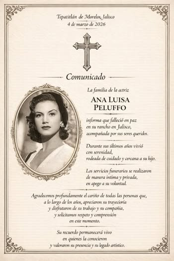 Muere Ana Luisa Peluffo, famosa actriz del Cine de Oro, a los 96 años
