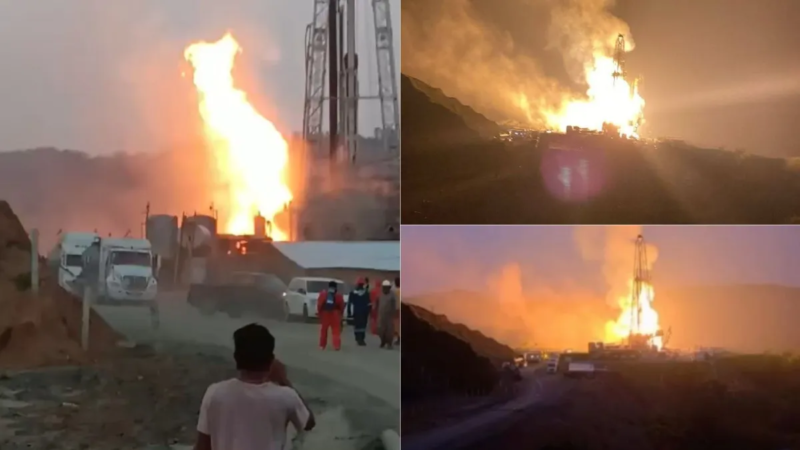 Incendio en pozo petrolero de Pemex moviliza a cuerpos de emergencia en Las Choapas