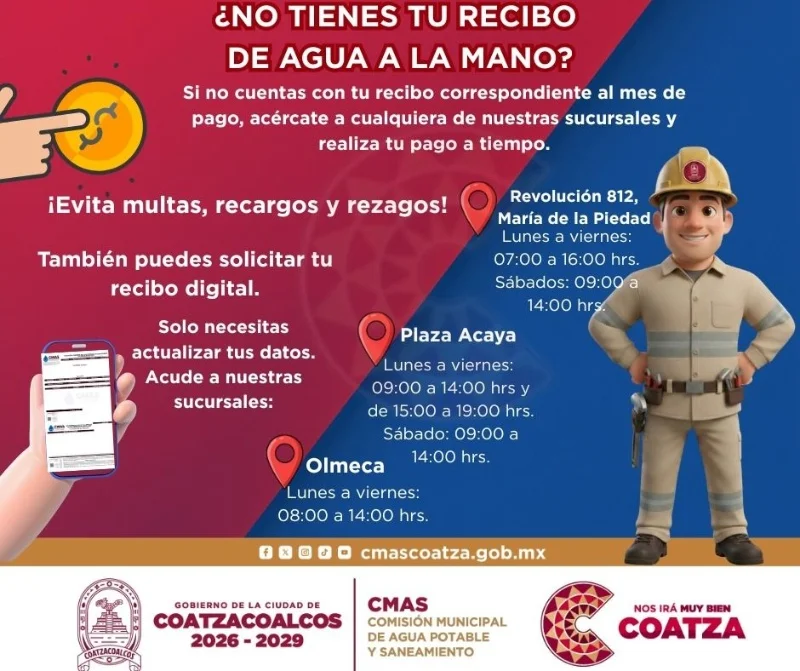 CMAS: Así puedes hacer tu pago en Coatzacoalcos si no tienes tu recibo de agua