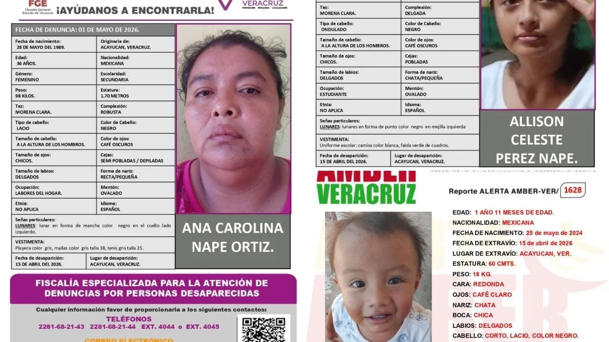 Familia desaparece en Acayucan; autoridades piden ayuda para localizarlos