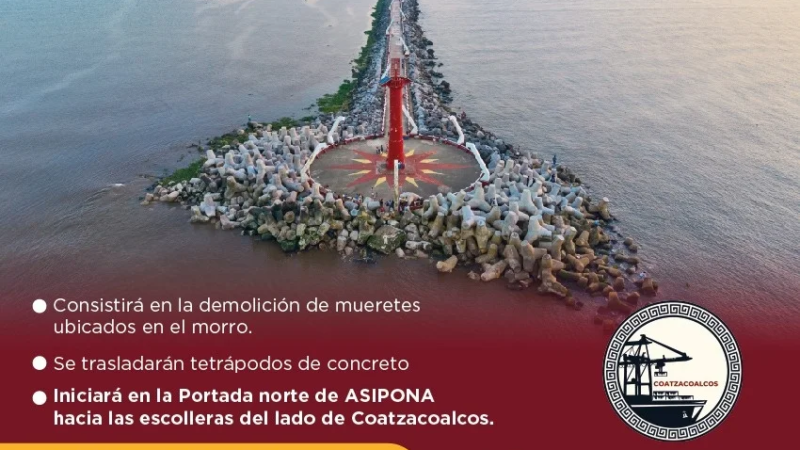 Inician obras de rehabilitación en Las Escolleras de Coatzacoalcos; anuncian cierres temporales