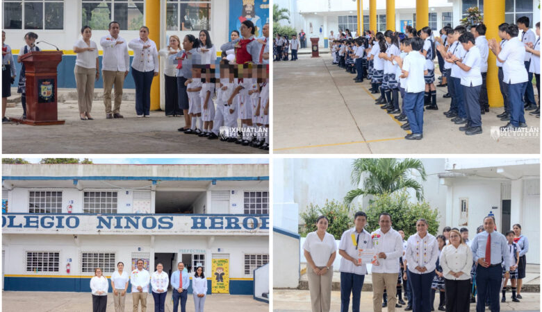 Fortalece ayuntamiento de Ixhuatlán del Sureste los valores cívicos en el colegio niños héroes