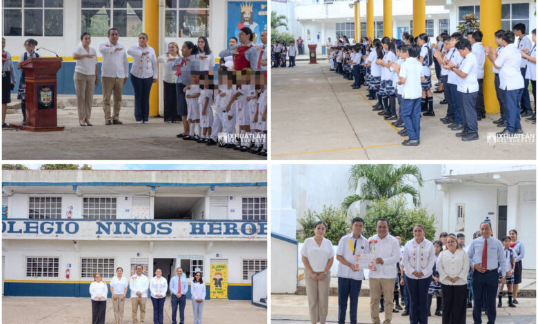 Fortalece ayuntamiento de Ixhuatlán del Sureste los valores cívicos en el colegio niños héroes
