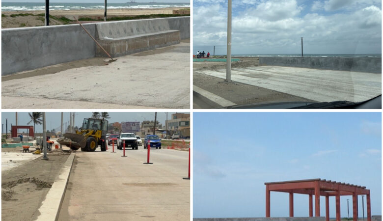 Avanza reconstrucción del malecón de Coatzacoalcos; colocan nuevas bancas y áreas de descanso