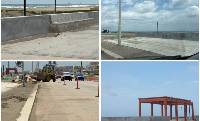 Avanza reconstrucción del malecón de Coatzacoalcos; colocan nuevas bancas y áreas de descanso