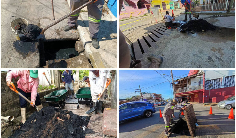 Ayuntamiento de Nanchital realizó trabajos de limpieza, desazolve y mantenimiento en la red del drenaje de diferentes puntos de la ciudad