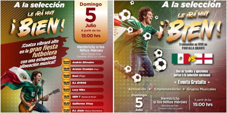 ¡Nos irá muy bien! Ayuntamiento prepara Festival Deportivo y Cultural para disfrutar del México vs Inglaterra