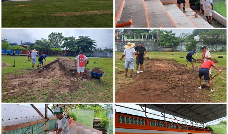 Implementan mantenimiento y recuperación en el Campo Deportivo Francisco R. Gómez de Nanchital